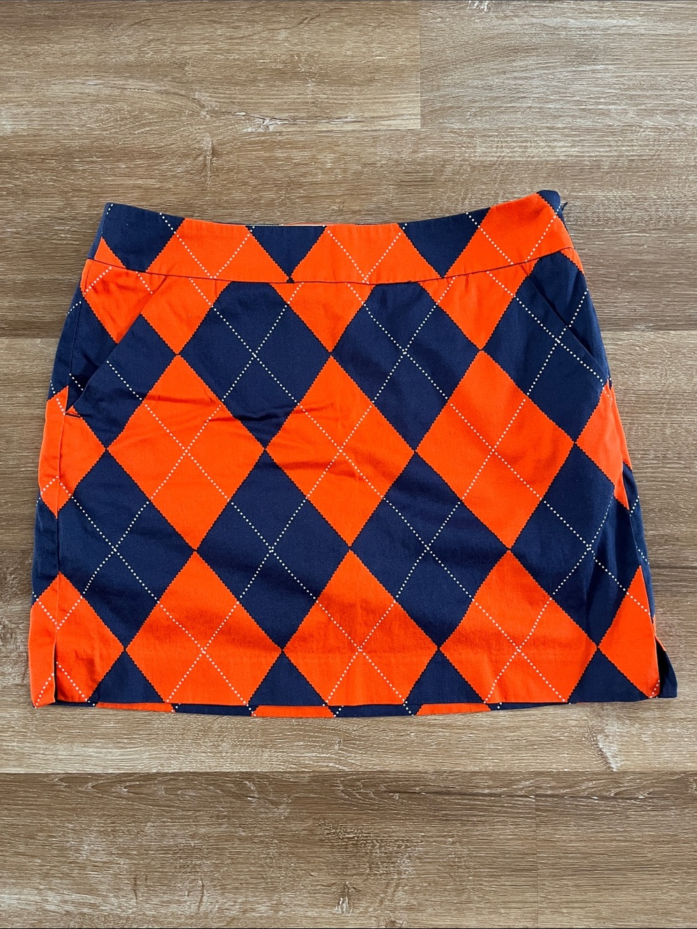 Loudmouth Ladies Argyle Golf Skirt in Orange & Navy